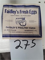 Faidley's eggs Somerset advertising