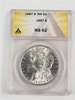1887 Morgan Silver Dollar - Graded MS62