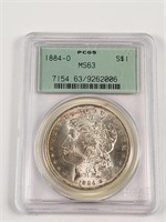 1884-0 Morgan Silver Dollar- Graded MS63