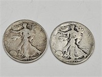 1935 P D Silver Walking Liberty Half Dollar Coins