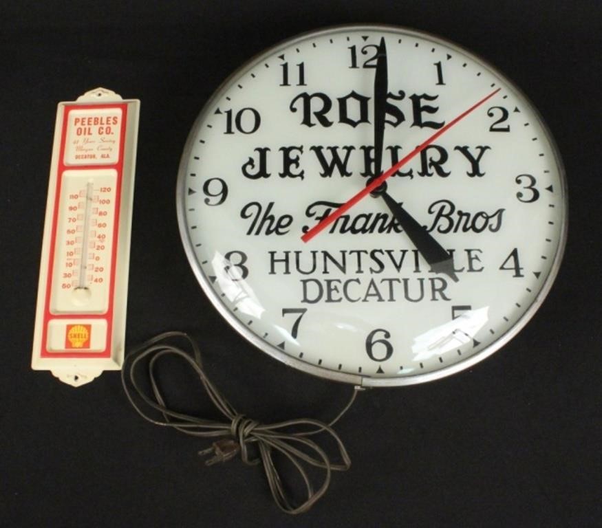 Huntsville & Decatur ALA. Clock & Thermometer