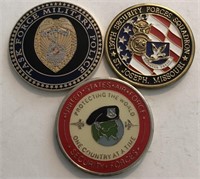 (3) Military Challenge Coins