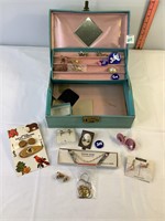 Assorted Costume Jewelry & Box