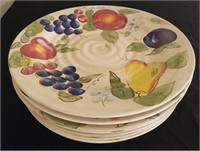 8pc hand painted fruit themed plates
