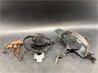 Three vintage animal traps