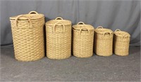 Oval elephant nesting baskets with lids set/5 $695