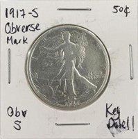 1917-S Obverse Mark Walking Liberty Half Dollar.