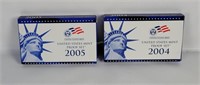 2 U S Mint Proof Coin Sets 2004 & 2005