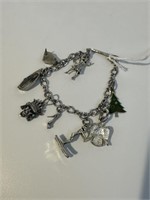 Sterling Charm Bracelet with 9 Charms