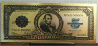 24k gold-plated banknote $5 silver dollars