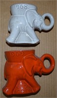Frankoma Pottery GOP Elephant Mugs 1968 1969