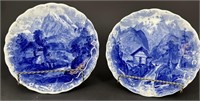 Antique Hanley England Flow Blue Plates (2)