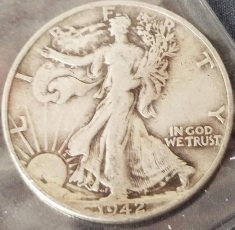 1942 walking liberty half dollar silver