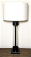 Glass Tube Table Lamp Linen Shade