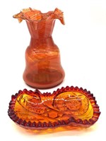 Art Glass Vase 6.5” and Amberina Glass
