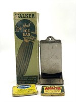 Vintage Walker Ice Bag in Original Box, Tins, and