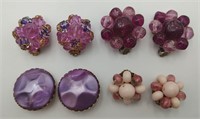 4 Pairs of Lavender/Purple Ear Clips