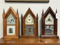 3 Antique Steeple Clocks