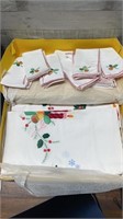 Vintage Embroidered Table Cloth & Napkin Set Some