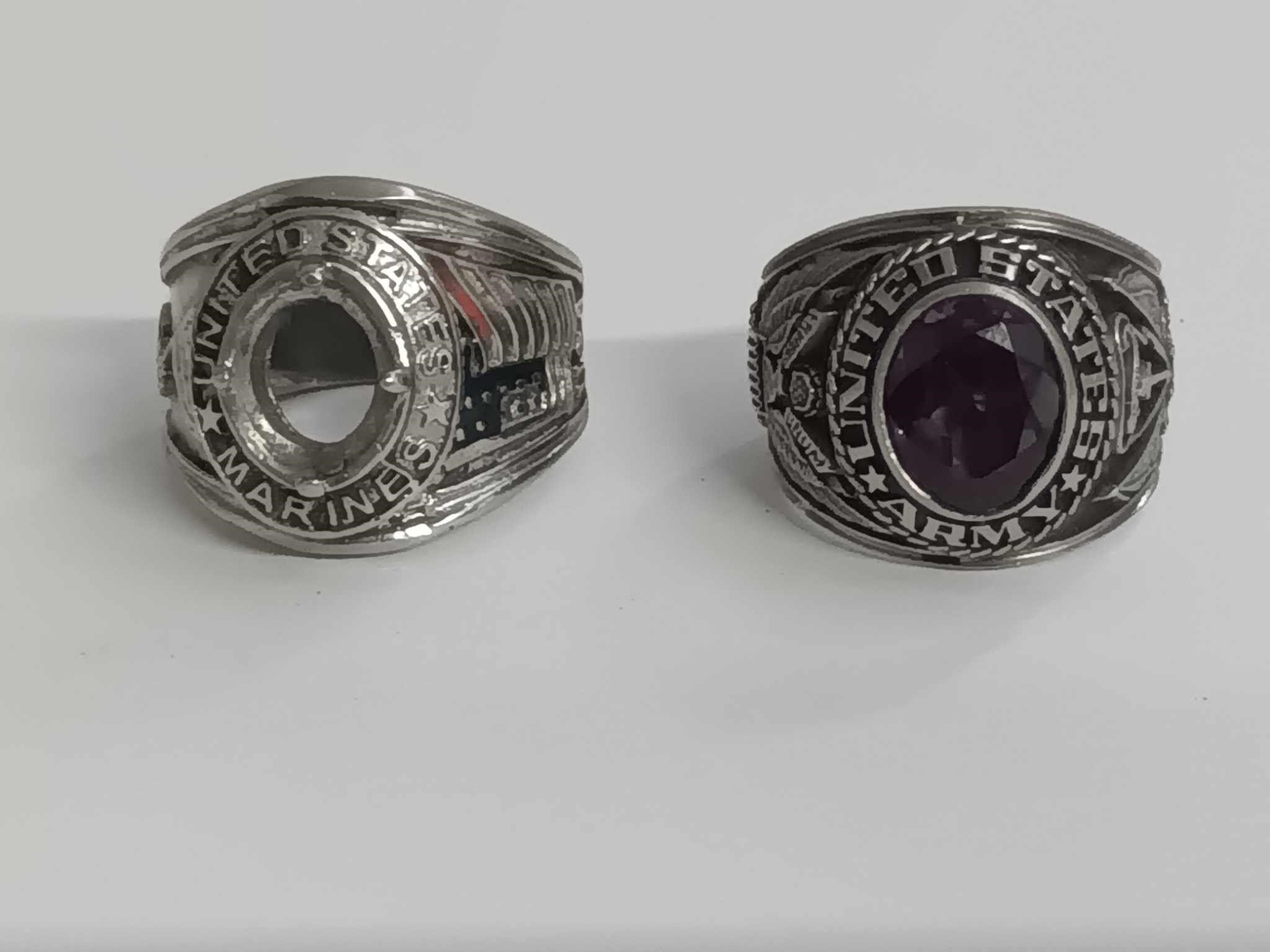 LOT OF TWO MILITARY RINGS ONE IS MISSING STONE