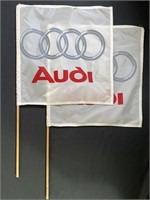 Audi White & Red 17 Inch Hand Flags