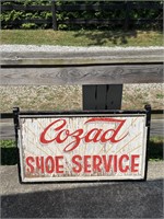 OLD WOOD DOUBLE SIDED COZAD SHOE SERVICE SIGN