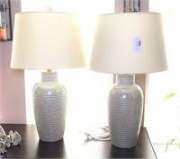 Two Pebbled Finish Ceramic Lamps