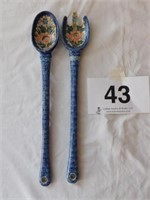 Polish Pottery 12" long spoon and fork