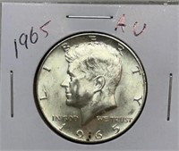 OF) 1965 Kennedy half dollar, Condition AU