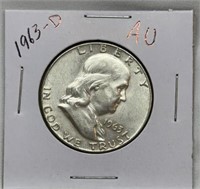 OF) 1963-D Franklin half dollar, Condition AU