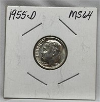 OF) 1955-D Roosevelt dime, Condition MS 64