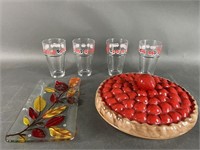 Glass Tray, Ceramic Pie Tin & CocaCola Glasses