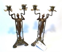 Pair of metal art nouveau figural