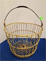Antique Yellow Wire Fruit Basket