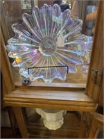 Opalescent Glassware with Milk Glass Compote
