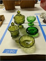 5 Pieces Of Green Coin Glass