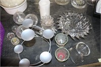 large lot of crystal and glass candle holders