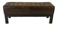 CONTEMPORARY BROWN LEATHER BENCH