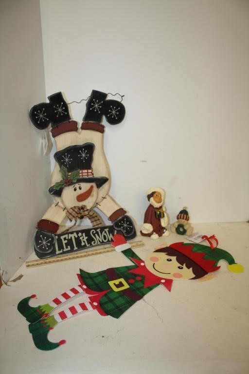 Wooden Snowman, Felt Elf & Other Holiday Decor