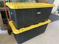 HDX 55 GALLON BLACK AND YELLOW TOTES