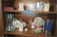 Figurines, pitchers, cups, plates, misc