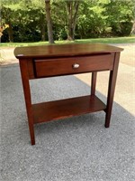 CHERRY FINISH SIDE TABLE W/ CENTER DRAWER 32"W X