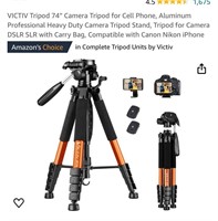 VICTIV Tripod 74" Camera Tripod for Cell Phone