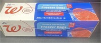 20ct Double Zipper Seal QUART SIZE Freezer Bags
