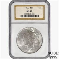 1923 Silver Peace Dollar NGC MS65