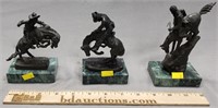 3 Miniature Frederic Remington Bronze Statues