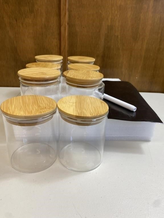 8 PACK FOOD CONTAINER WITH BAMBOO LID, LABLE AND