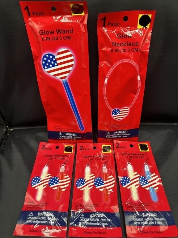 5pkgs Patriotic Glow Wand and Necklaces NEW