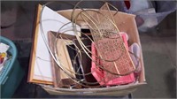 Box of picture frames and household items