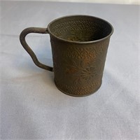 Civil War Era Embossed Tin Cup w/ Handle